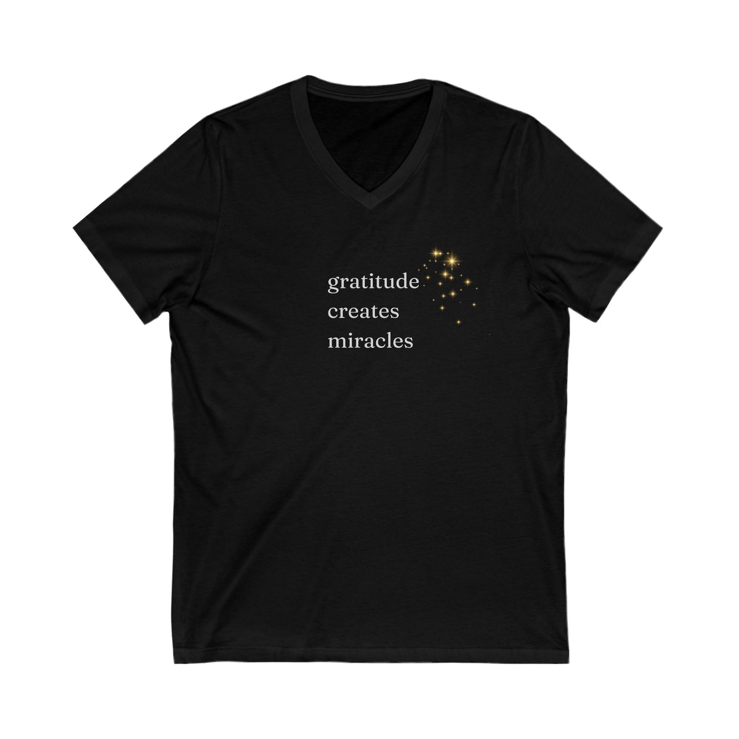 Gratitude Creates Miracles Bella + Canvas V-Neck Tee, Effortless Style, Layering Tee, Positivity, Miracles, Cozy Comfort Tee, Thoughtful Gift