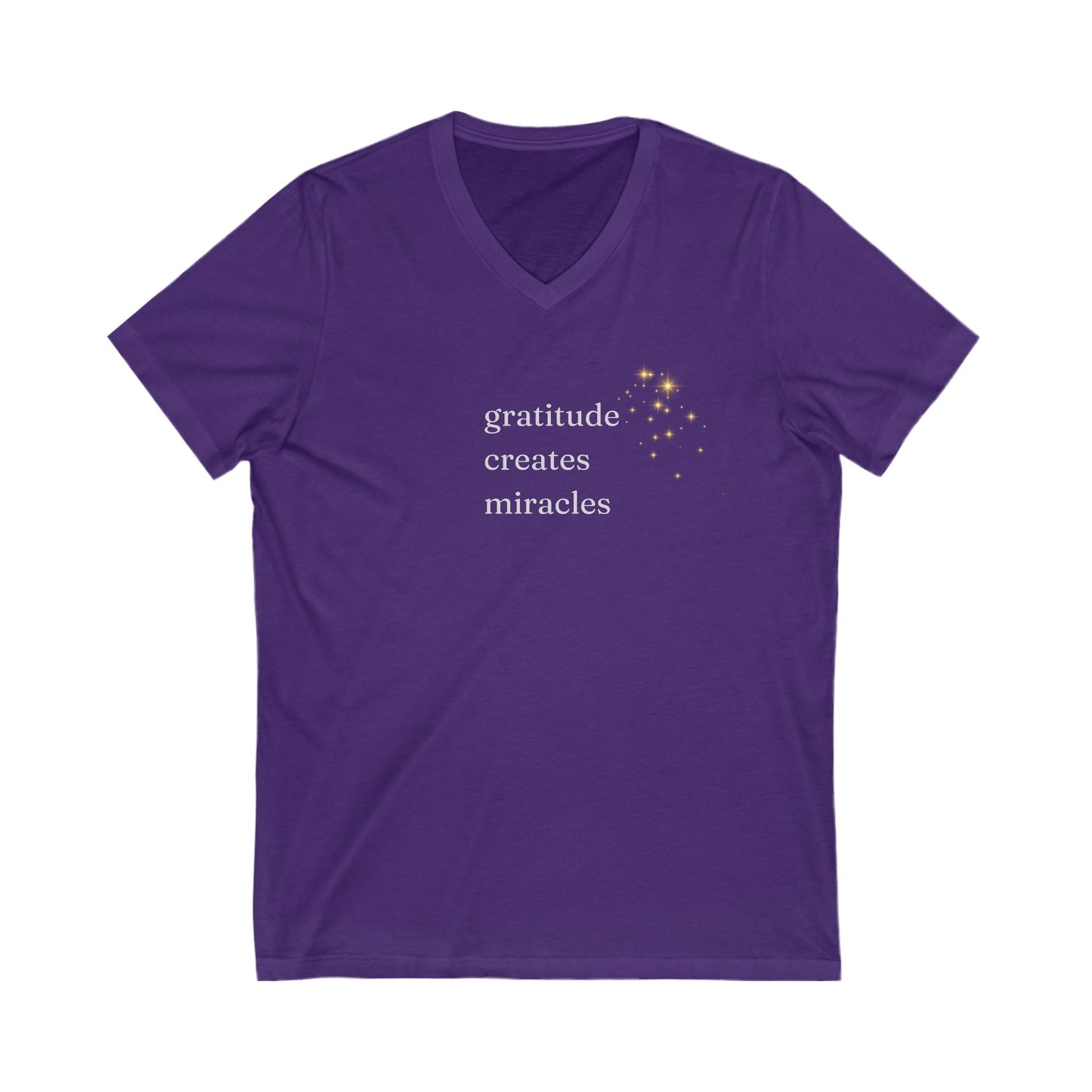 Gratitude Creates Miracles Bella + Canvas V-Neck Tee, Effortless Style, Layering Tee, Positivity, Miracles, Cozy Comfort Tee, Thoughtful Gift